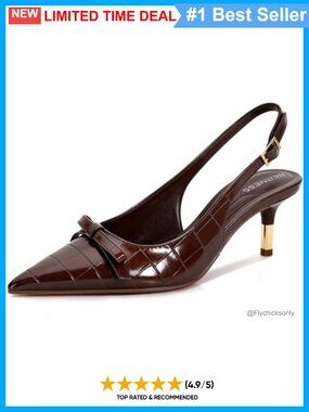 Slingback Heels Pointed Toe Bow Kitten Heel Croc Embossed PU Pumps